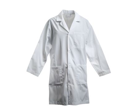 Isolated white Kittel, jacket, or blouse apparel mockup on plain cloth background