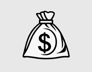 Dollar bag, save money, investment black color icon