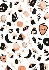 Png bohemian witchcraft doodle Halloween transparent