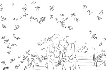 Couple on a date png in the garden Valentine’s theme sketch