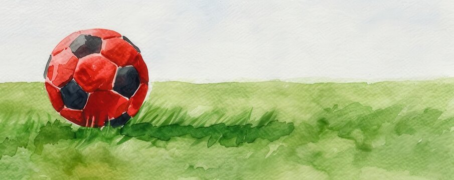 Football dribbling, skillful maneuver, grass field, Watercolor style