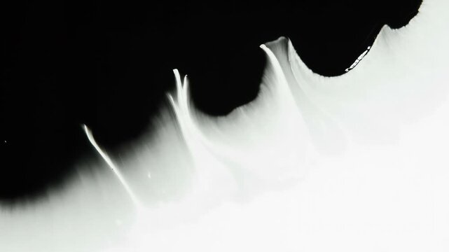 Black ink transition. Streaks of black paint gradually closed white screen. Excellent for inter-frame transition