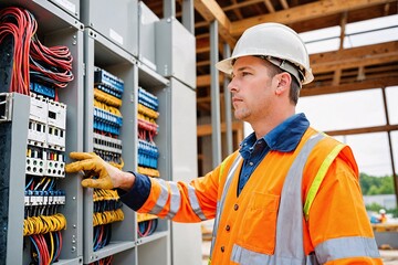 A construction supervisor overseeing the installation of electrical systems