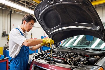 An automotive engineer working on vehicle emission reduction technologies