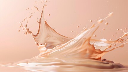 Dynamic Splash of Beige Liquid in Motion on Soft Background - High-Speed Photography