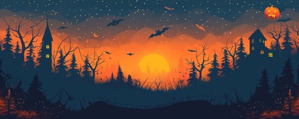 Halloween investment guide, spooky graphics, flat design illustration