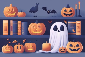 Halloween budget planner, eerie design elements, flat design illustration