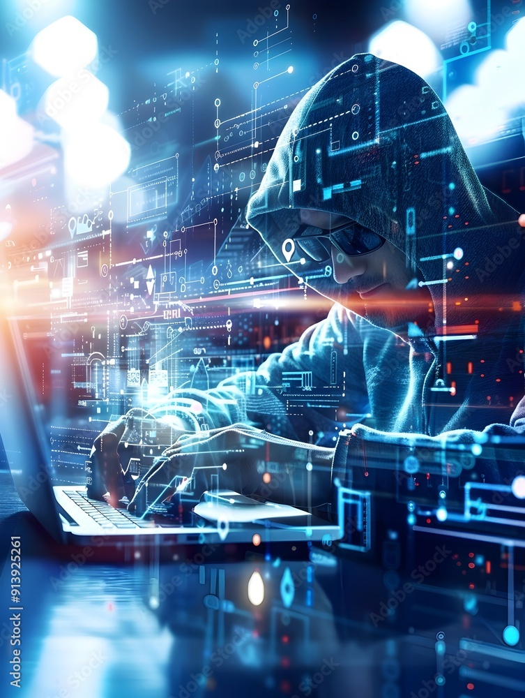 Poster hacker in the digital world.