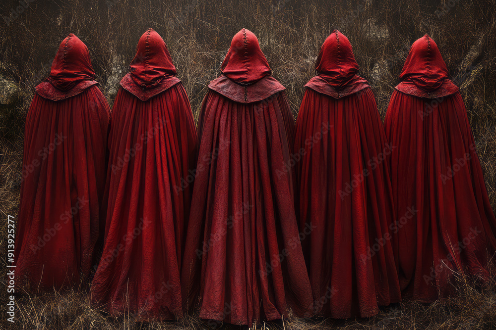 Poster abstract art of musketeers forming a defensive line, with flowing capes creating a sense of unity an
