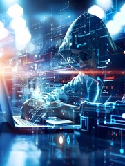 Hacker in the digital world.