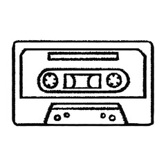 Fototapeta premium Cassette doodle png sticker, retro music on transparent background