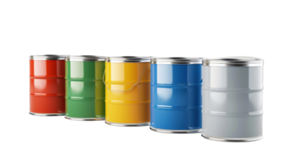 Paint cans on transparent background