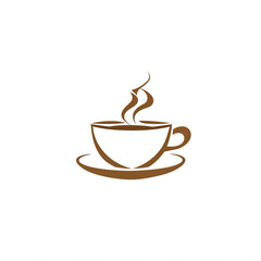 Obraz premium Brown Stylized Coffee Cup with Steam on a Saucer, generative ai image