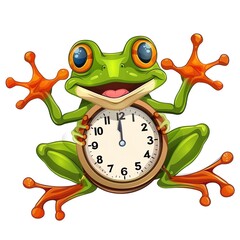 Obraz premium Frog Time element fantasy cartoon isolated whitebackground 16:9
