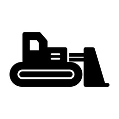 bulldozer labor and construction solid fill icon