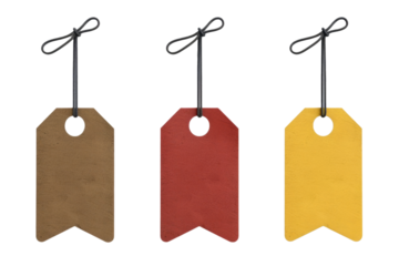 tags being used as price tags in a retail setting, with a focus on their legibility and stylish appearance.