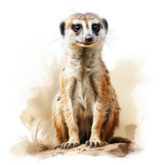 Fototapeta premium Watercolor Meerkat, clipart Illustration, Generative Ai