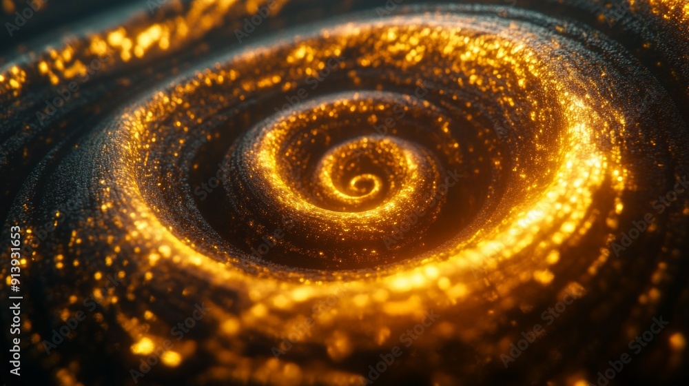 Fototapete glowing 3d golden vortex with intricate spirals, creating a sense of movement and richness.