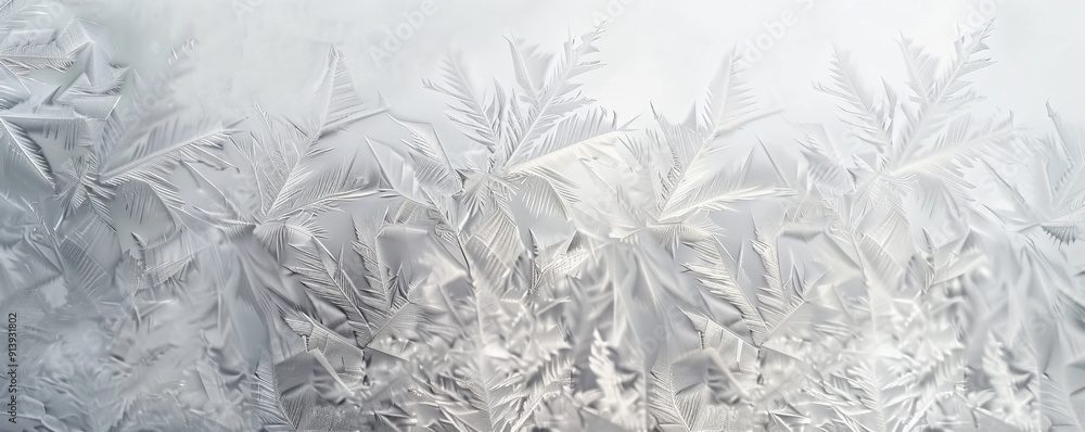 Poster frosted window pane with intricate ice crystal patterns, 4k hyperrealistic photo