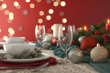 A table with a Christmas wreath and candles on it
