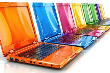 Colorful Laptops Arranged in a Row