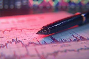 A pen is laying on top of a graph