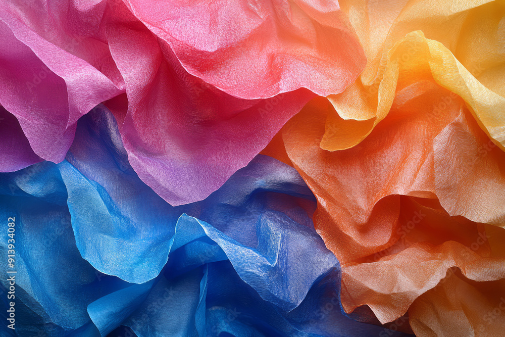 Leinwandbilder realistic image of wax paper in bright hues, crumpled and arranged to create a dynamic composition,
