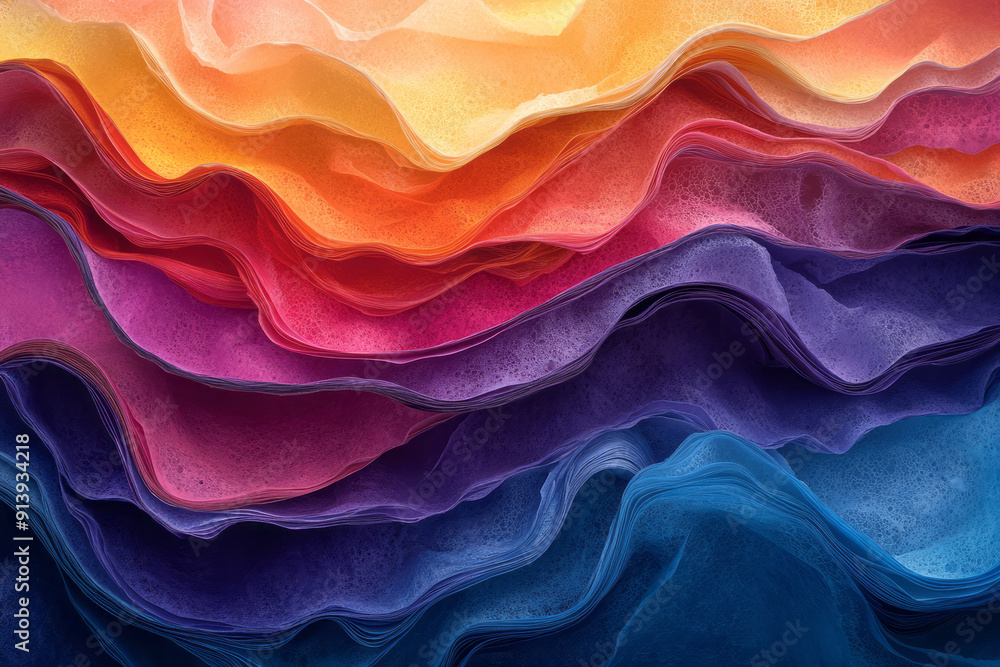 Aufkleber artistic illustration of wax paper in vibrant hues, cut into intricate patterns and layered for a te