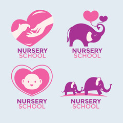 Set of Emblem Design Templates for Nursery and Baby Care Centers