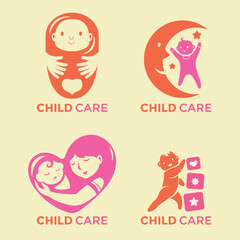 Set of Emblem Design Templates for Nursery and Baby Care Centers