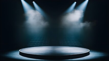 Circular Stage Depiction with Modern and Minimalist Features, Highlighting Clean and Elegant Design for Versatile Presentation Uses