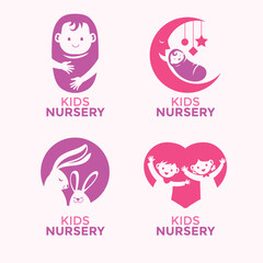 Set of Emblem Design Templates for Nursery and Baby Care Centers