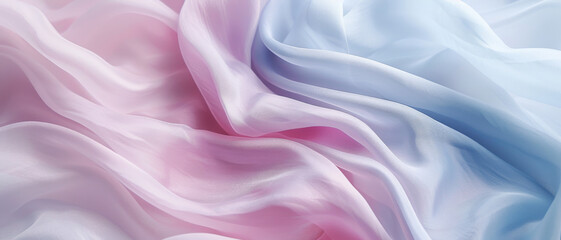 Obraz premium Ethereal waves of pastel pink, lilac, and blue fabric create a dreamy, gentle composition that evokes a sense of calm and delicate beauty.