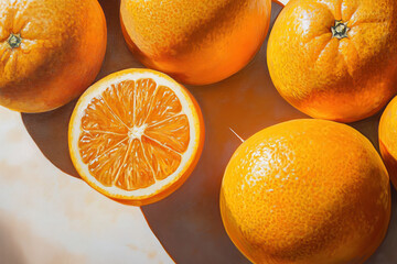 Background with oranges on the table. No rhyme nor reason day on 1st September