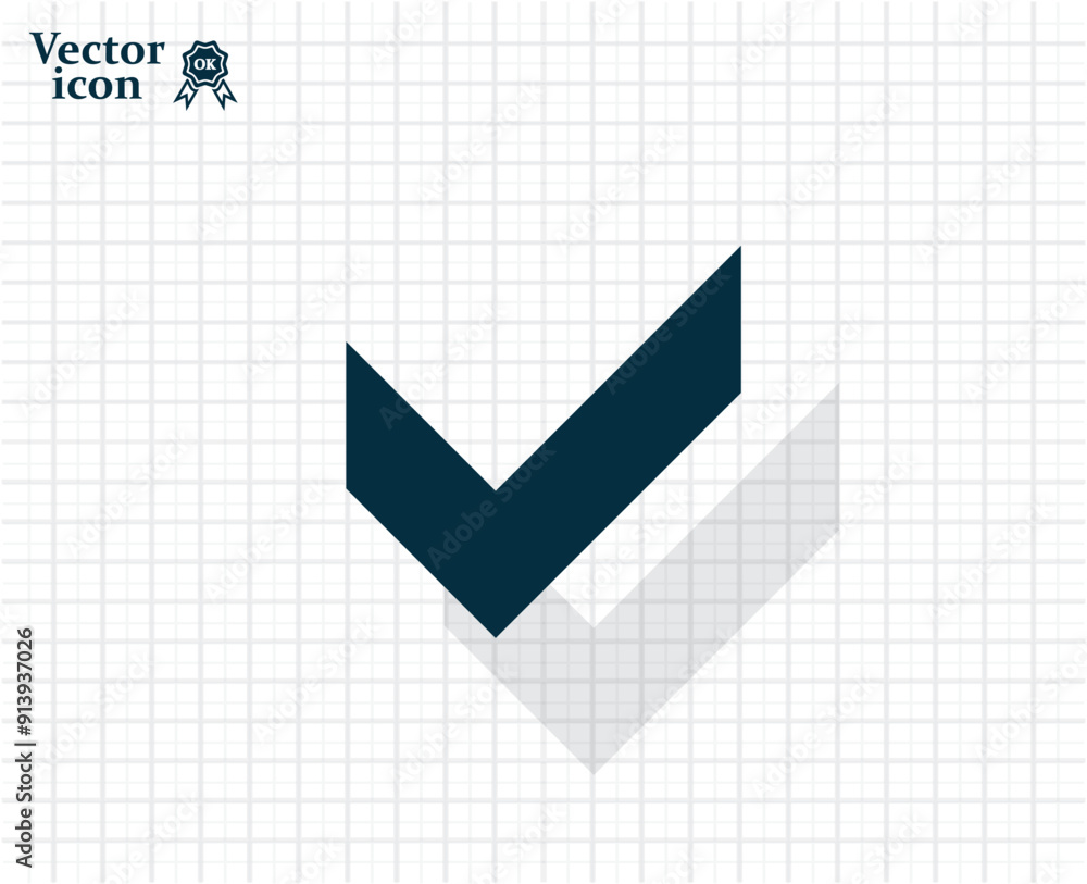 Poster dark colored vector icon with shadow on a light checkered background