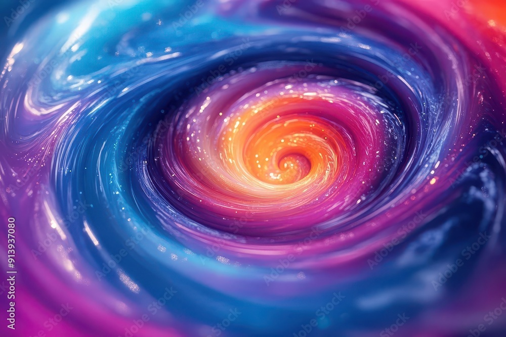 Wall mural swirling vortex of vibrant colors in motion digital art with fluid shapes and gradients creating a m