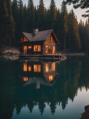 Fototapeta premium house on the lake