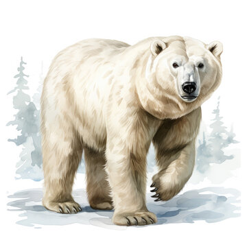 recommend clip art: Watercolor Polar bear, clipart Illustration, Generative Ai