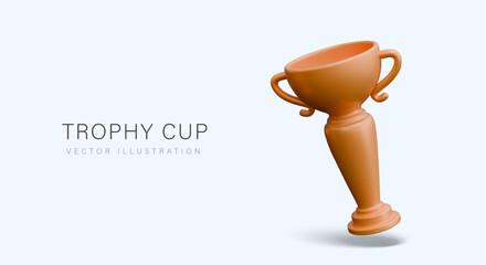 Tall trophy cup. Metal award, reward, prize. Realistic illustration for announcing victory