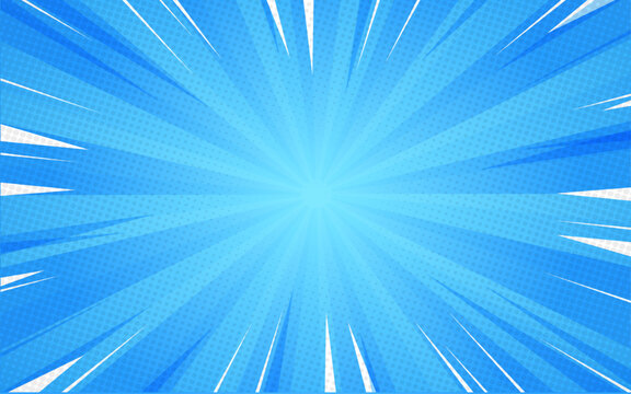 Blue Comic Halftone Background, blue rays background