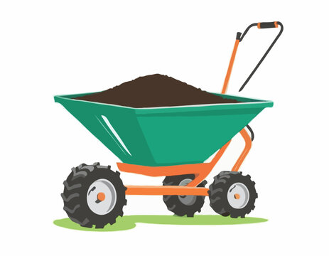 green wheelbarrow filled with soil clip art preview