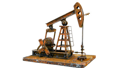 Oil pump jack on oilfield industry on transparent background