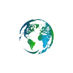 Obraz premium Stylized Earth Globe with Green and Blue Color Gradient, generative ai image