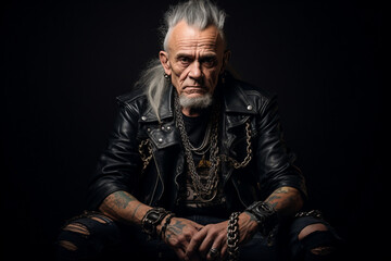 Obraz premium Brutal metal music lover rocker band member diversity age, cool punk style, Generative AI photo