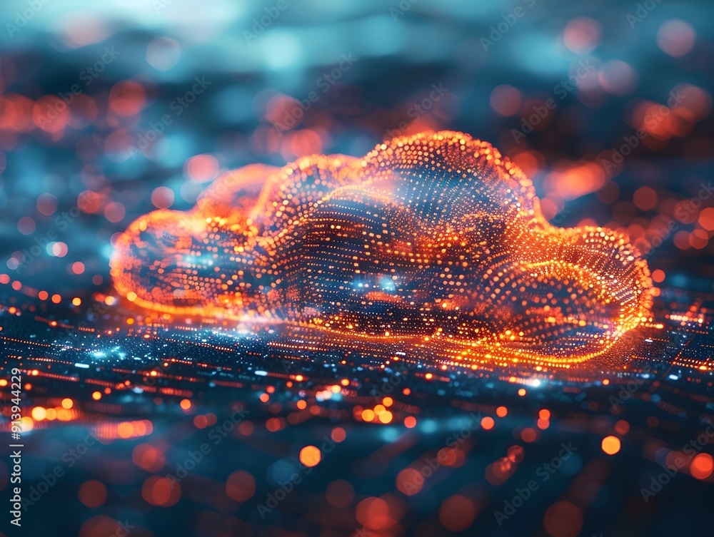 Aufkleber glowing ethereal cloud of data and technology concepts