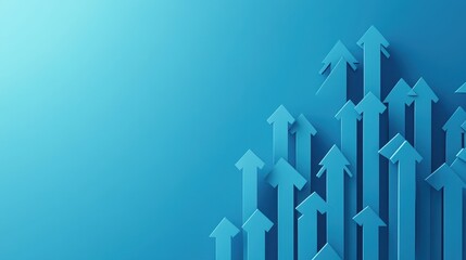 Up arrows on blue background 