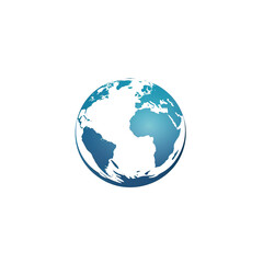 Fototapeta premium Stylized Blue Globe with White Continents, generative ai image