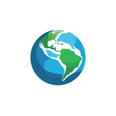 Stylized Earth Globe with North and South America in Green, generative ai image