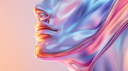 Obraz premium Shimmering Iridescent Abstract Figure with Copy Space Wall