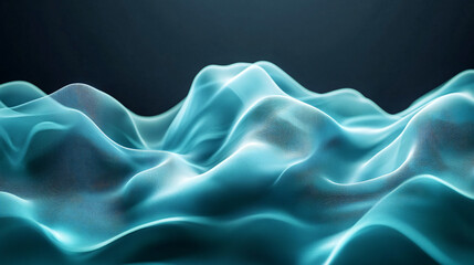 Obraz premium Futuristic Teal 3D Abstract Wave on Dark Gray Background with Copy Space